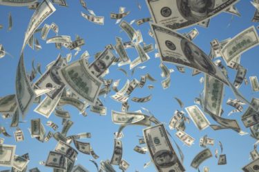 de dollars vliegen door de lucht