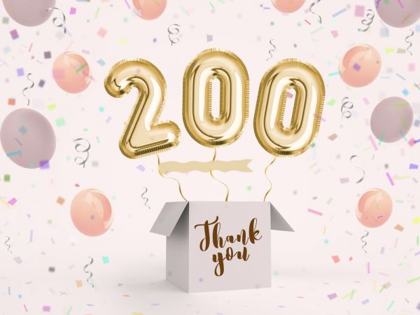 200 tweehonderd thank you bedankt dank