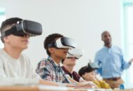 Jongeren, tieners, met vr-bril