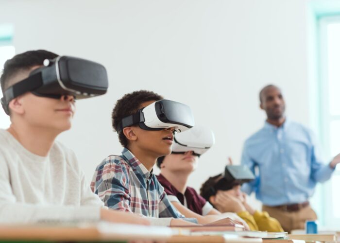 Jongeren, tieners, met vr-bril